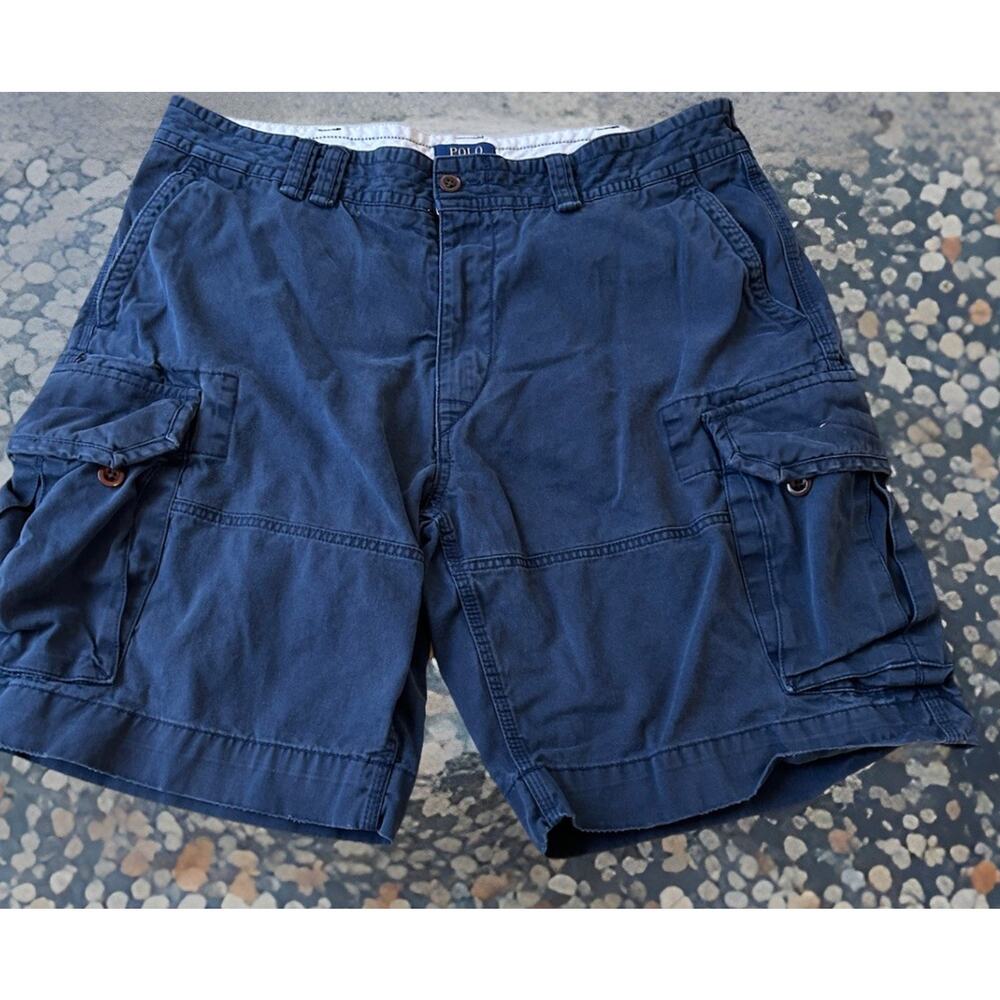 Y2K Polo Ralph Lauren Cargo Shorts Utility Sz 38 Mens Old Heavy Baggy Workwear
